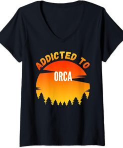 Womens Orca Gift, Addicted to Orca V-Neck T-Shirt