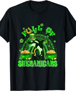 Full Of Shenanigans St Patrick"s Day Orca Fish Clovers T-Shirt