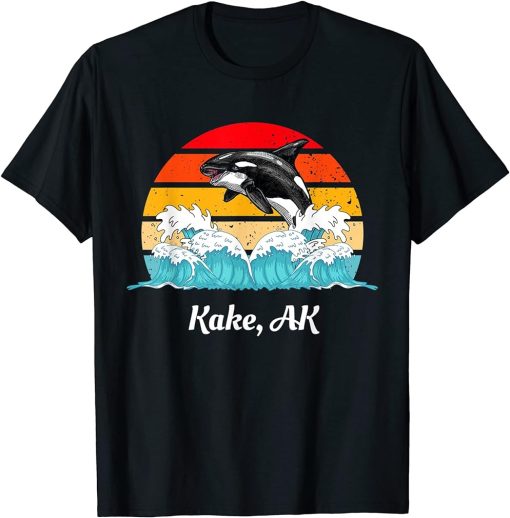 Vintage Kake AK Distressed Orca Killer Whale Art T-Shirt