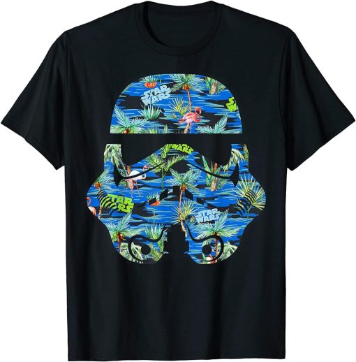 Stormtrooper Hawaiian Print Helmet Graphic T-Shirt T-Shirt