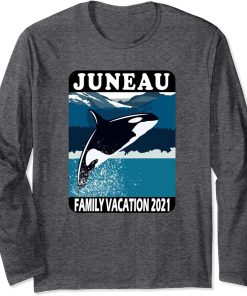 Juneau Family Vacation 2021 Whale Orca Mountains Ocean Long Sleeve T-Shirt